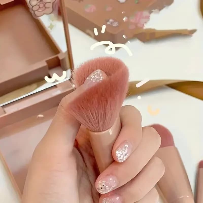 5 pcs travel makeup brush set, mini makeup brushes, small and complete cosmetic brush kit with case and mirror5pcs T