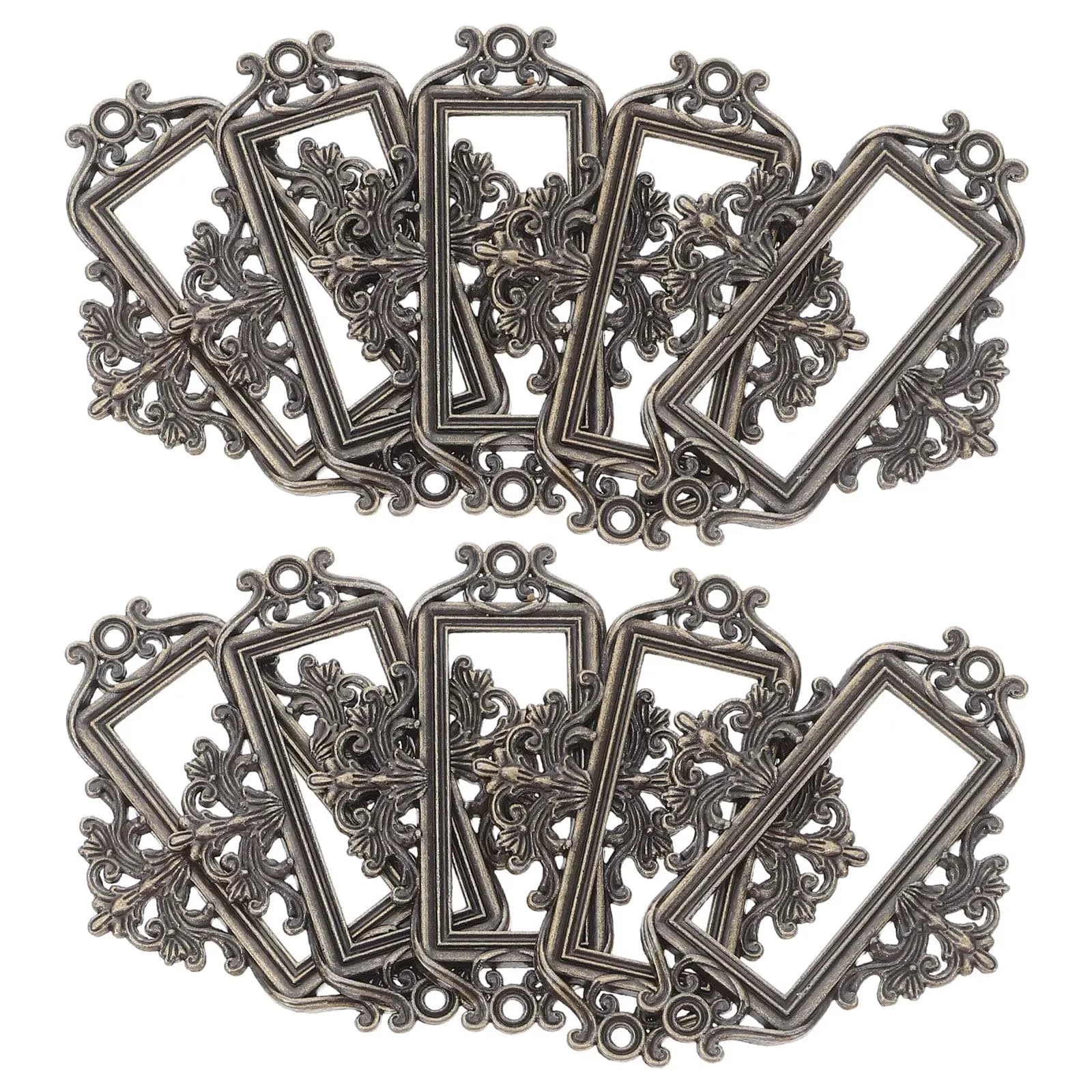 24Pcs Vintage Label Frame Zinc Alloy Drawer Label Holder Metal Cabinet Door Card Holder Retro Organizer for File Drawers Shelves