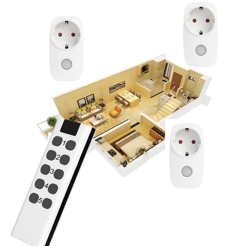 RF 16A Switch for Smart Home, French EU socket, Universal remote control 433Mhz, Programmable Controller for Current and Lighting sockets