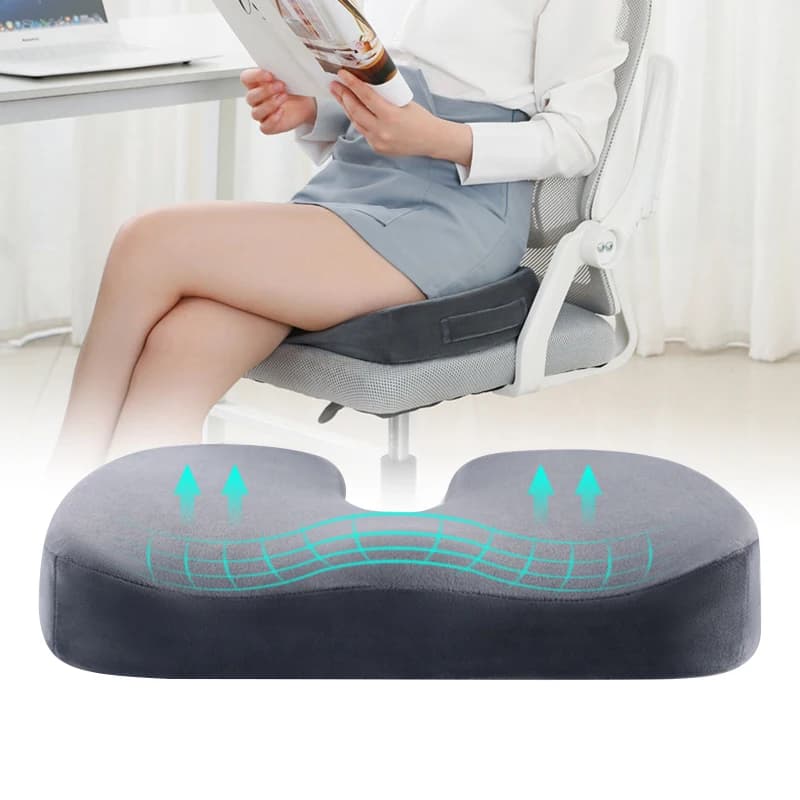 Cuscino per sedile per sedia da ufficio in cotone memory Ventilazione Sedile ergonomico Cuscino di supporto per fianchi Cuscino per alleviare il dolore al coccige Cuscini per glutei