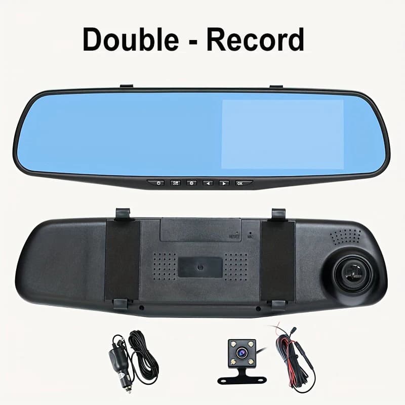 DVR camera for cars with HD 1080P recording for front and rear dashboard of 4.3 inch 140 ° Monitor for compact vehicles with wide-angle night vision