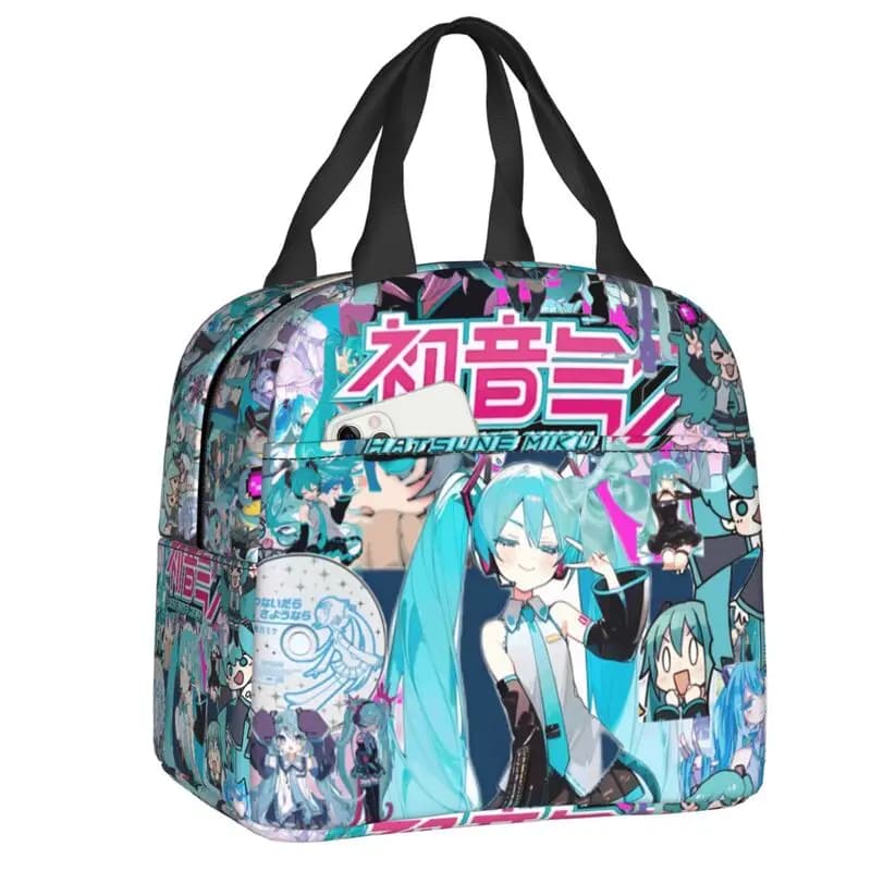 Borsa per il pranzo Hatsune Miku Anime, borsa per il pranzo portatile, termica, isolata, per lavoro, viaggi, bento box multifunzione per alimenti