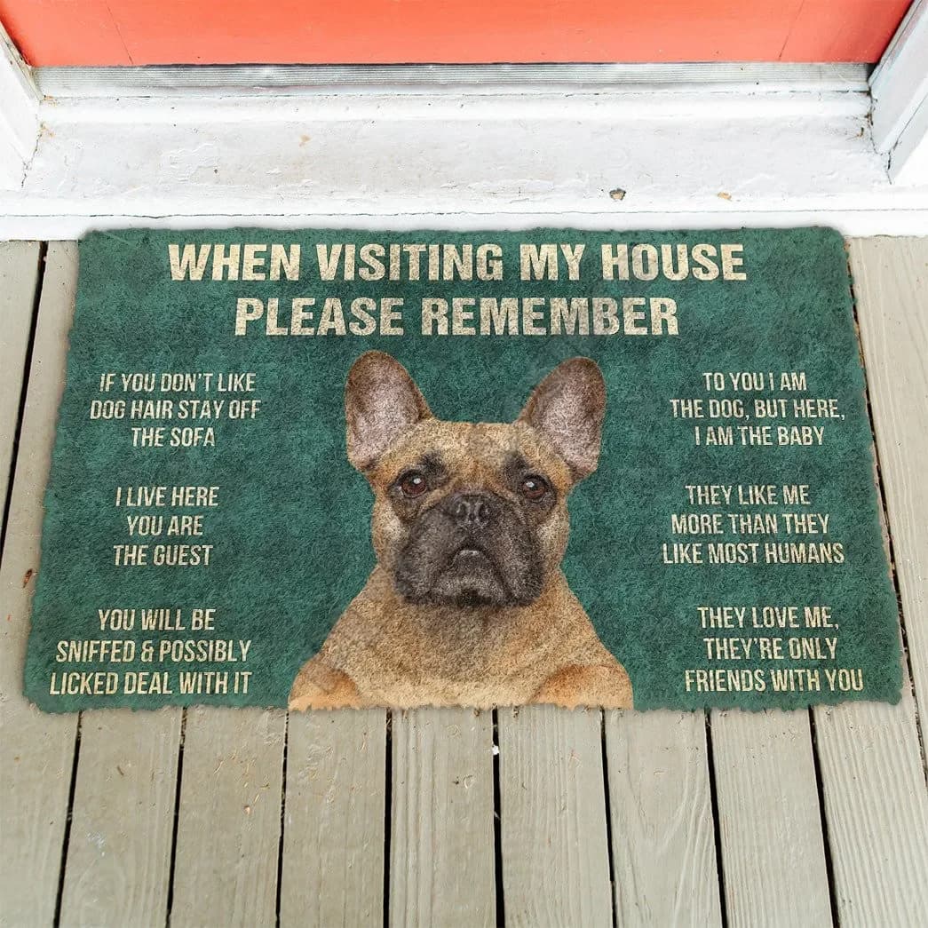 3D si prega di ricordare Bulldog francese regole della casa del cane zerbino antiscivolo tappetini per porte Decor portico zerbino