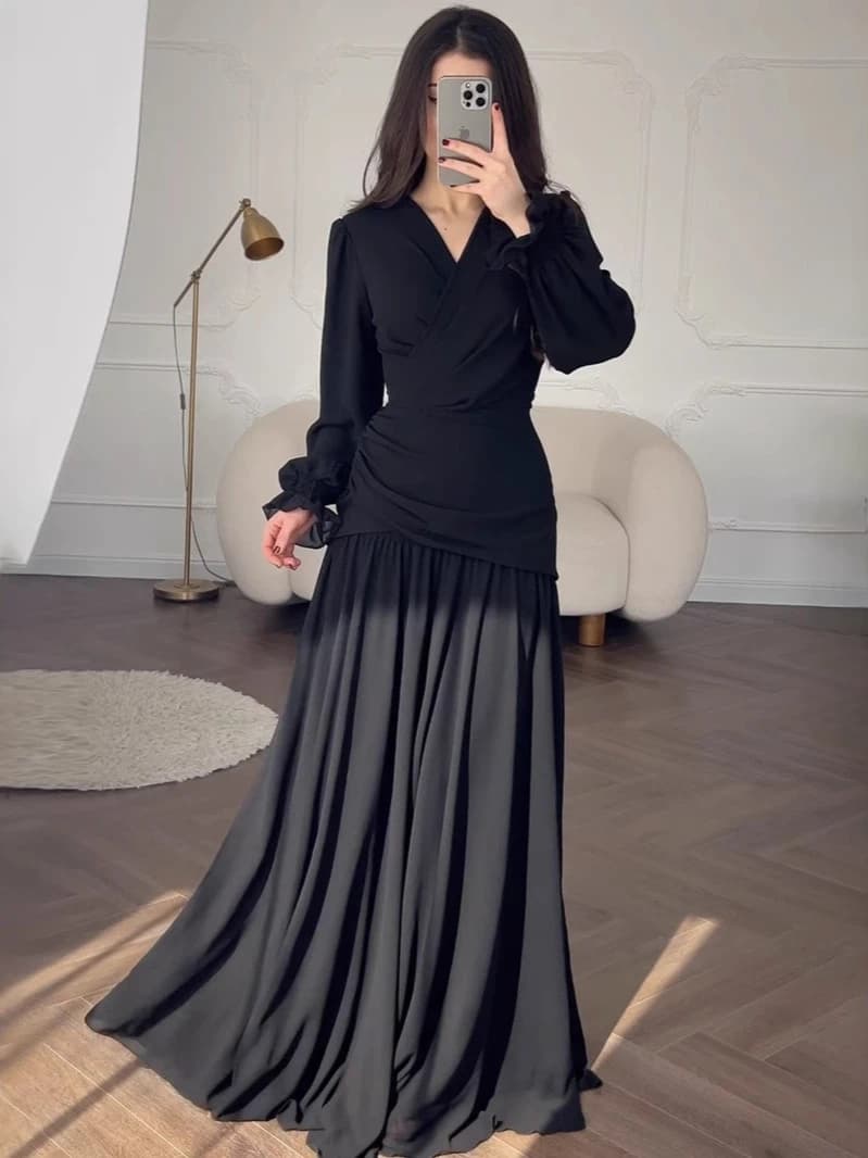 Eid Donne Vestito Musulmano Abaya Chiffon Abiti Largos Partito Caftano Jalabiya Ramadan Abiti Lunghi Dubai Caftano Arabo Lungo Veste 2025