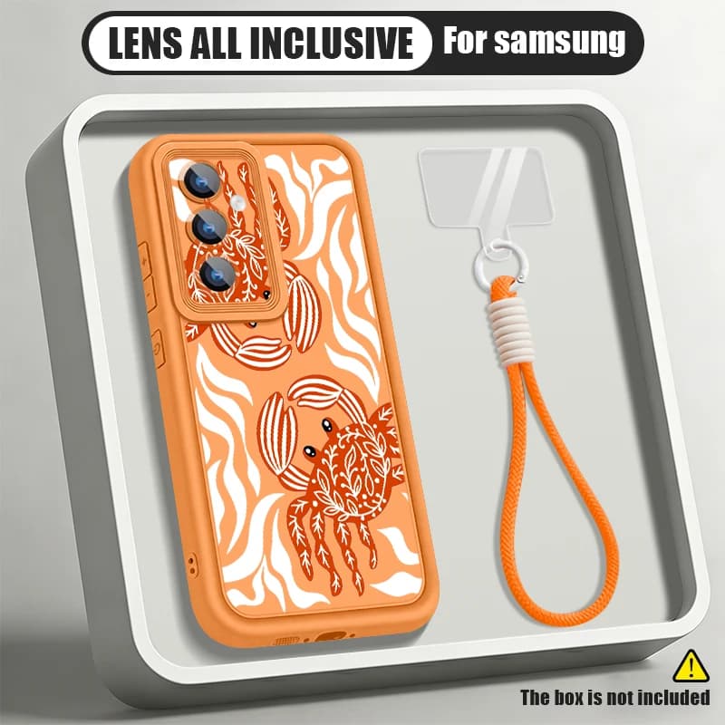 Sardines Crab Print Lanyard Case For Samsung Galaxy S25 FE S26 S24 S23 S22 Ultra A57 A37 A56 A16 A17 A26 A55 A15 A54 Phone Cover