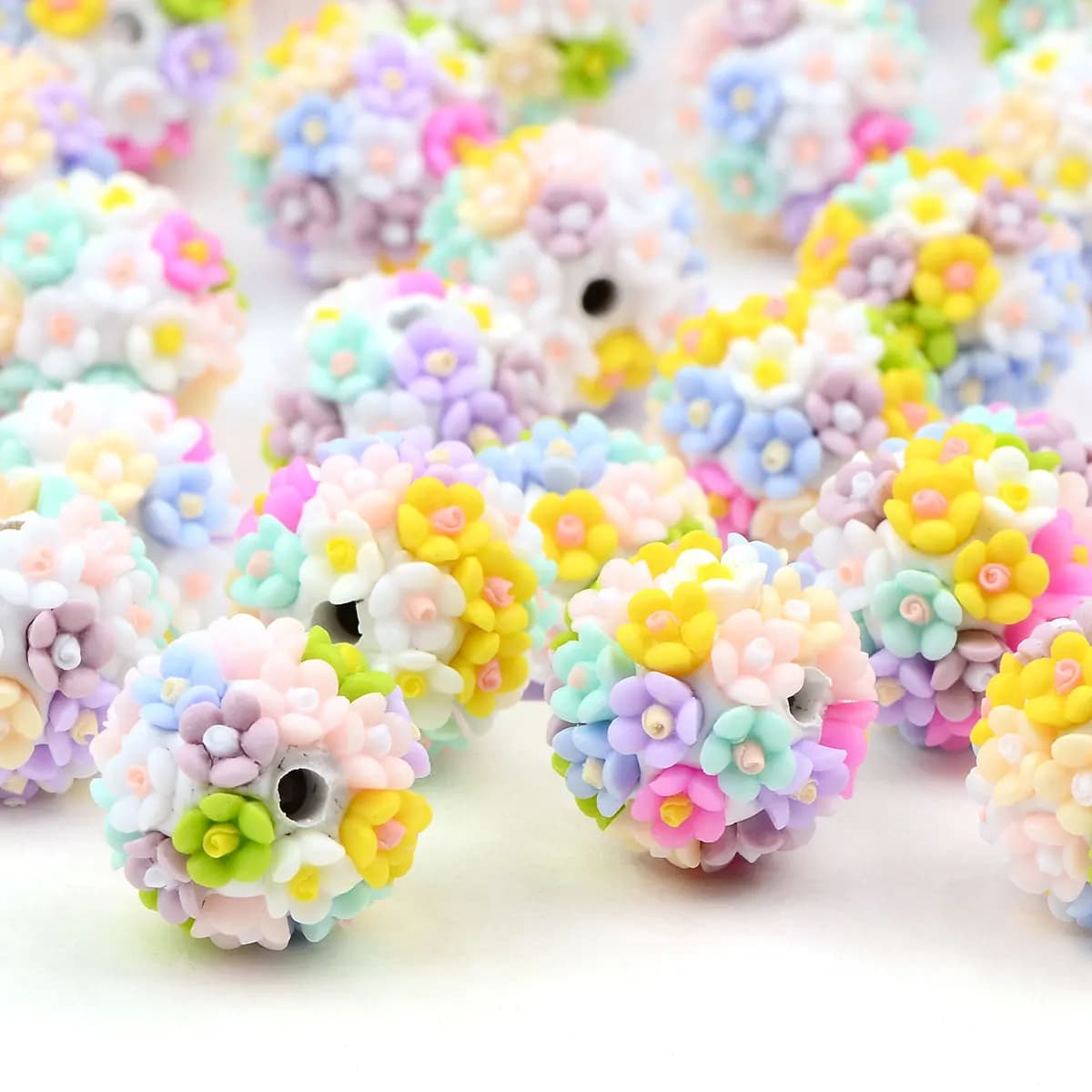 2cm 4pcs Round Acrylic Beads Flower Ball Shape DIY For Jewelry Making DIY Charm Bracelet Necklace Accessories