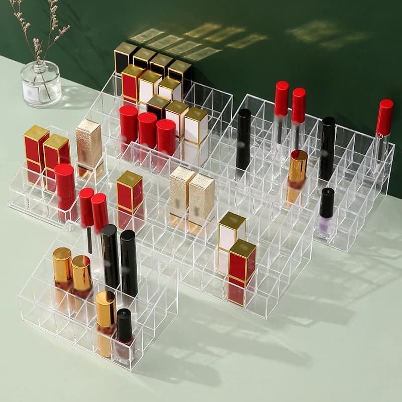 Organizzatore per Rossetti Trasparente da 9/40 Scomparti, Scatola Porta Rossetti in Plastica da Scrivania, Contenitore per Cosmetici