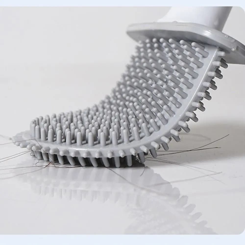 Set di spazzole per WC montate a parete, testina flessibile, spazzola per pulizia in silicone a prova di perdite d'acqua, spazzola da bagno durevole senza trapano