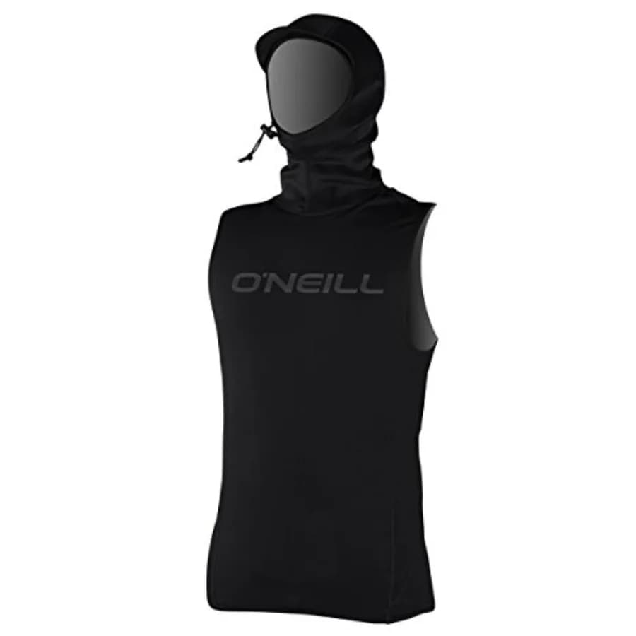 O'Neill Men's Thermo X Vest with Neoprene Hood for cold-water surfing neoprene material black color thermal insulation and hood