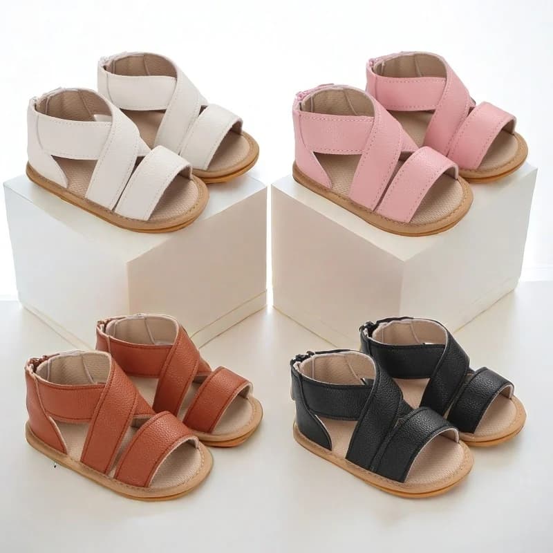 Scarpe classiche per neonati e bambine da 0 a 18 mesi, sandali estivi traspiranti con fondo in gomma PU, comodi per neonati