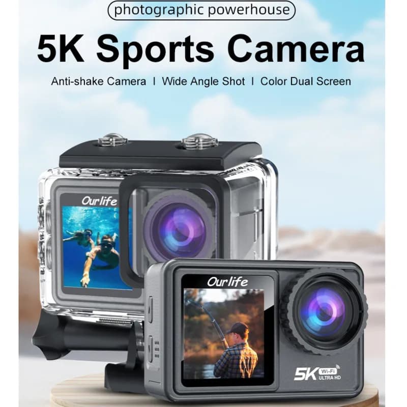 5K HD Telecamera per sport all'aria aperta Registrazione video Azione Riprese Stabilizzazione Subacquea Impermeabile Fotografia Cam Registratore di guida in auto