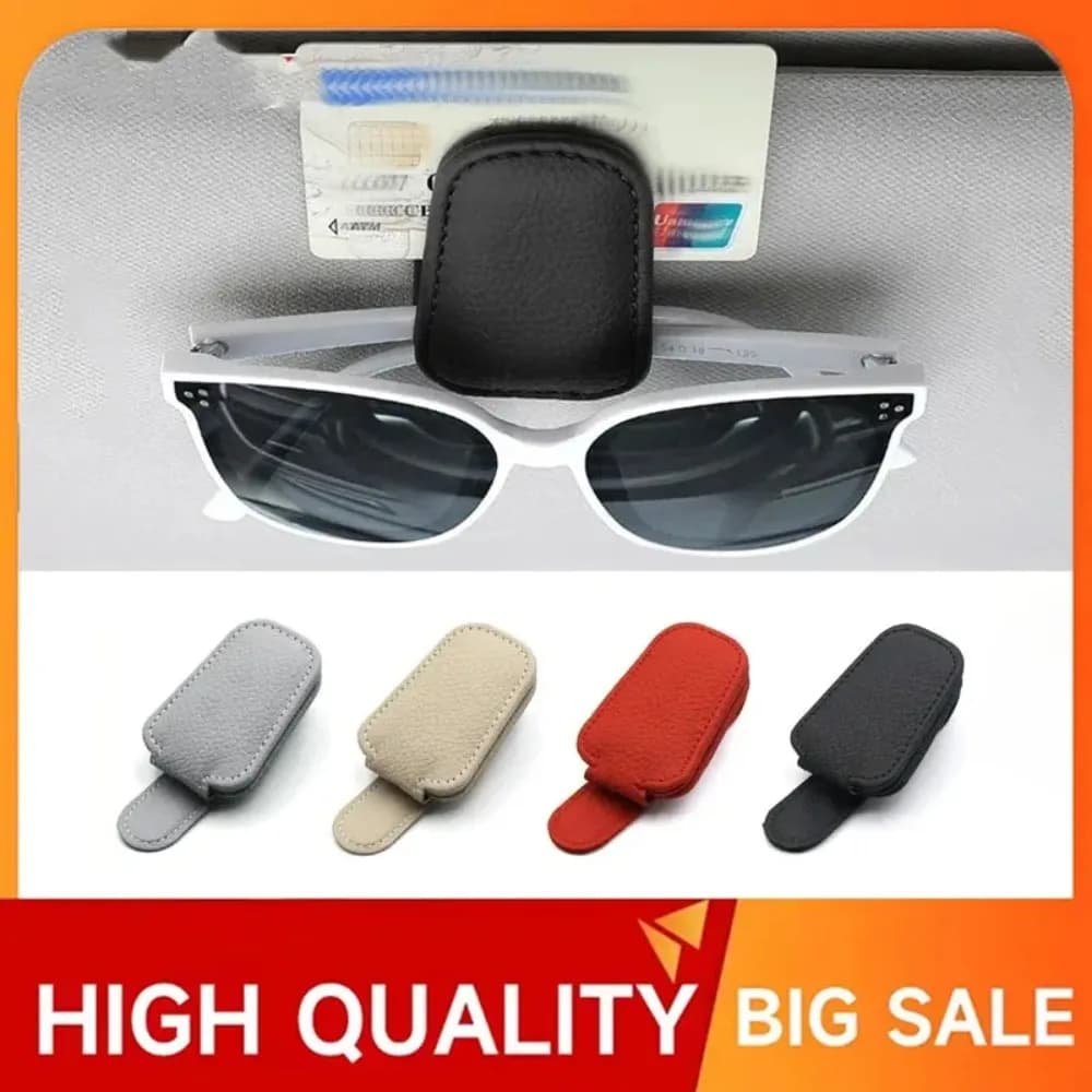 Car Glasses Clip Leather Sun Visor Holder for Eyewear Storage Magnetic Quick Release Organizer Sunglasses Card Clip Accessories