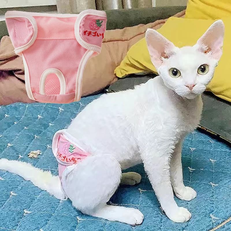 Sweet Print Sphynx Cat Diapers Female Pet Physiological Pants for Cats Gotas Kitten Garfield Shorts Underpants Mascotas Supplies