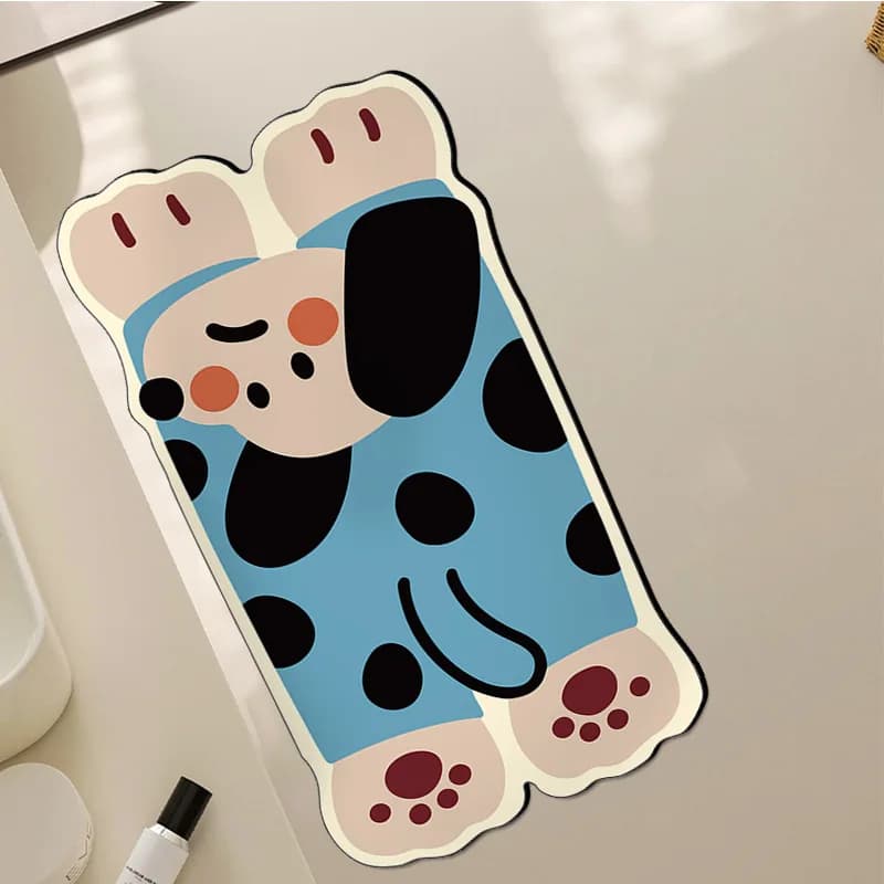 Tappetino da Bagno in Pietra di Diatomite VIKAMA, Antiscivolo, ad Asciugatura Rapida, Assorbente, con Simpatico Cucciolo per Decorazione Bagno