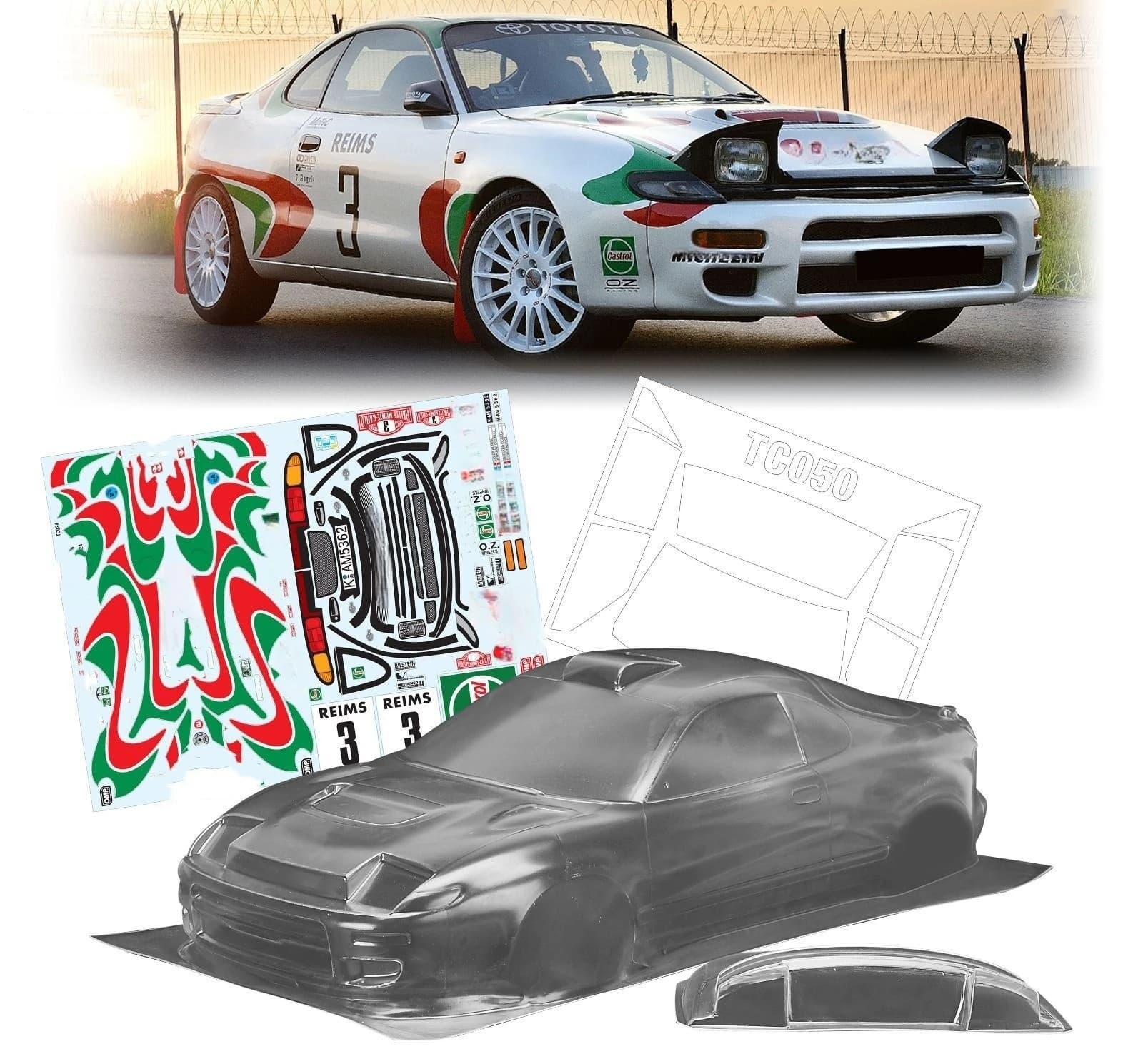 1/10 Celica GT4 Rally Hidden light drift RC PC body shell width 190mm Body comes transparent for RC hsp hpi trax Tamiya