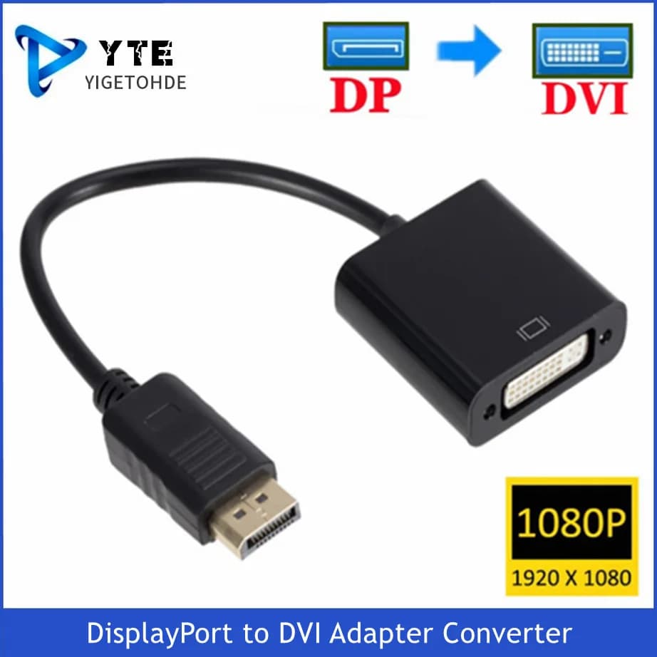YIGETOHDE 1080P DisplayPort DP a DVI Adattatore Display Port a DVI Cavo Convertitore da Maschio a Femmina per Monitor Proiettore Espositori