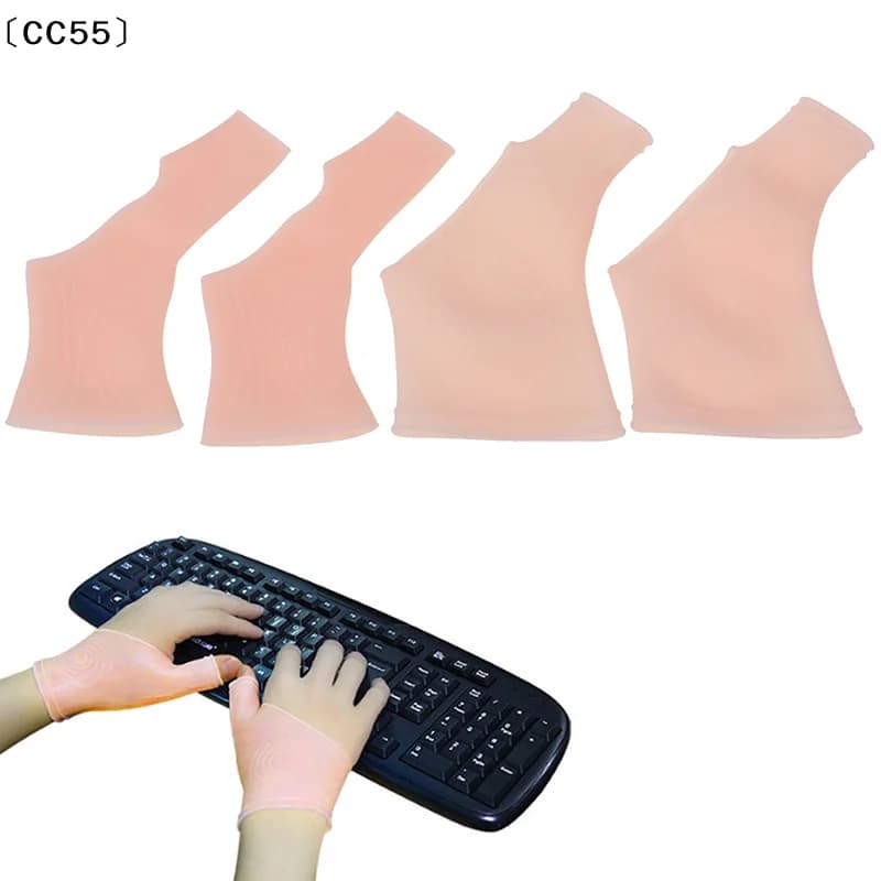2 pezzi/1 paio di guanti di supporto per polso e pollice in gel di silicone, correttore di pressione per artrite〔CC55〕