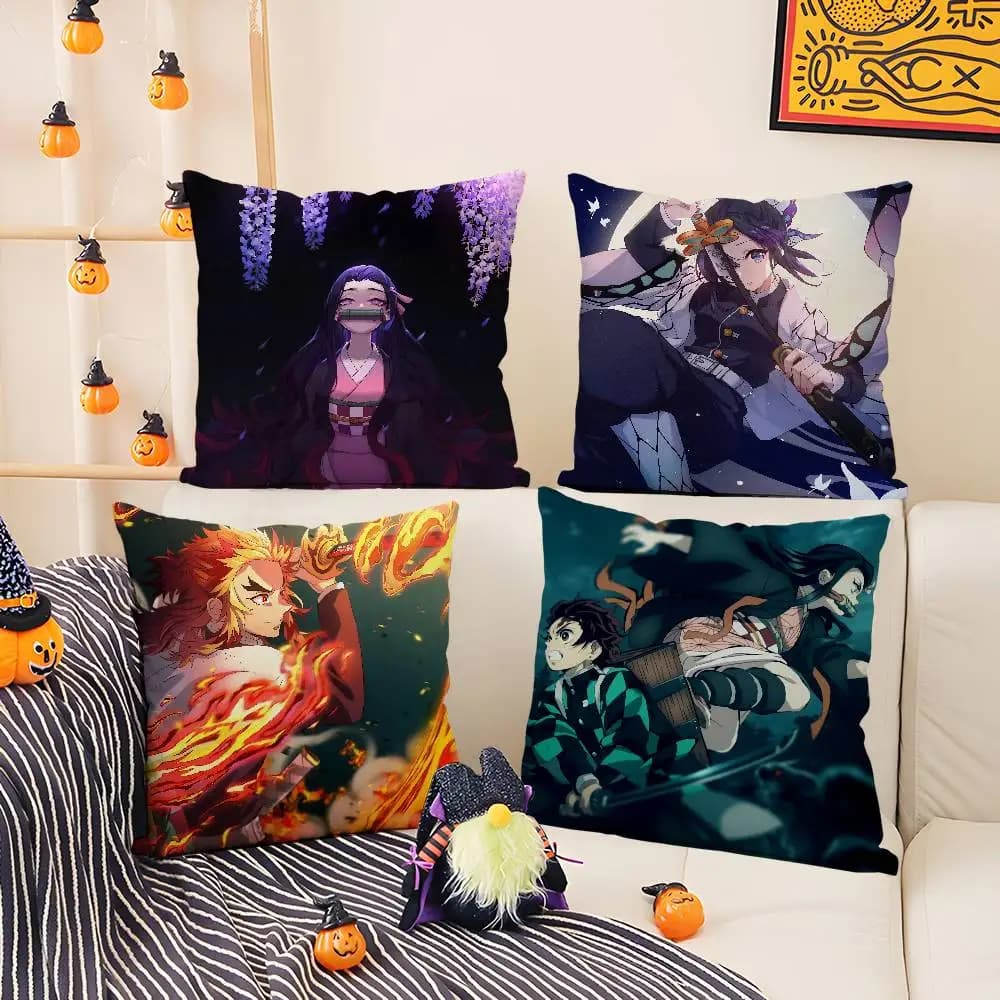 Demon Slayer Iguro Obanai Anime Plush Pillow Cover Copricuscino in morbido peluche corto per divano, camera da letto, decorazioni per la casa, regalo