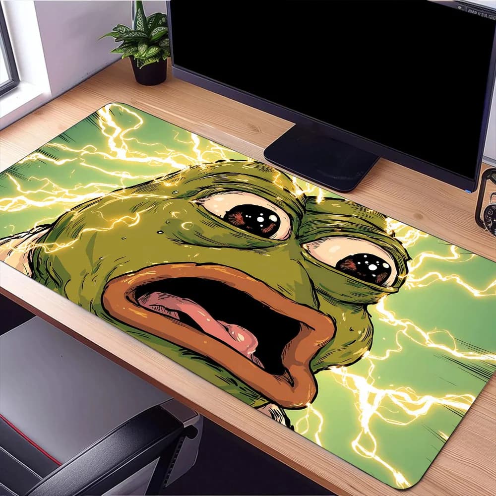 Funny P-Pepe the F-FrogS Mouse Pad Large Desk Mat Keyboard Ergonomic Office Rubber PC Non-slip Anti-fray Home Custom
