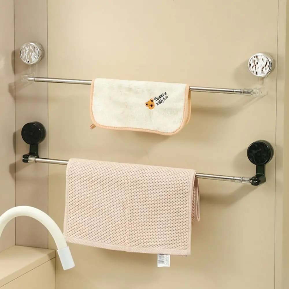 Porta asciugamani a ventosa senza punzonatura Porta asciugamani ruotato a parete Porta asciugamani da bagno con asta sospesa
