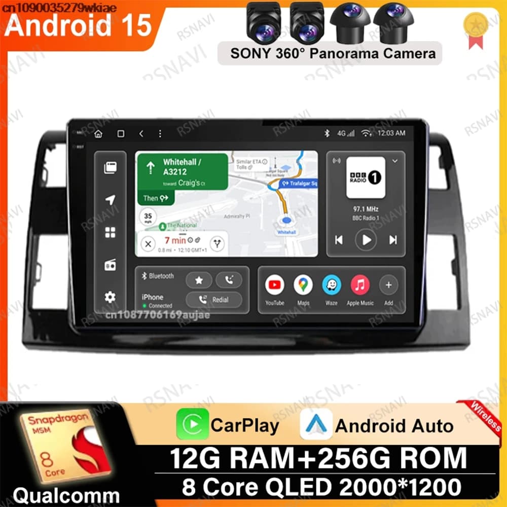 Android 15 For Toyota Previa 3 III XR50 Estima 2006 2007-2019 LHD 9/10 Inch Car Radio IPS 360 Camera Stereo WIFI+ 4G LTE NO 2DIN