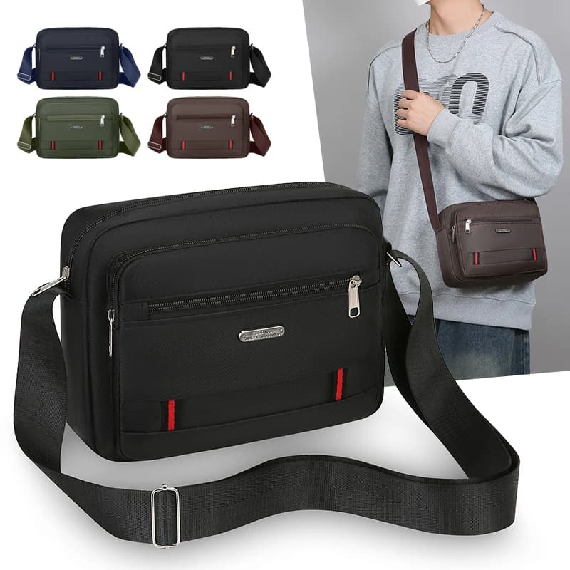 Men's Nylon Crossbody Bag Large CapacityMulti Compartment Waterproof Durable for Business Commute Travel Casual Shoulder Handbag