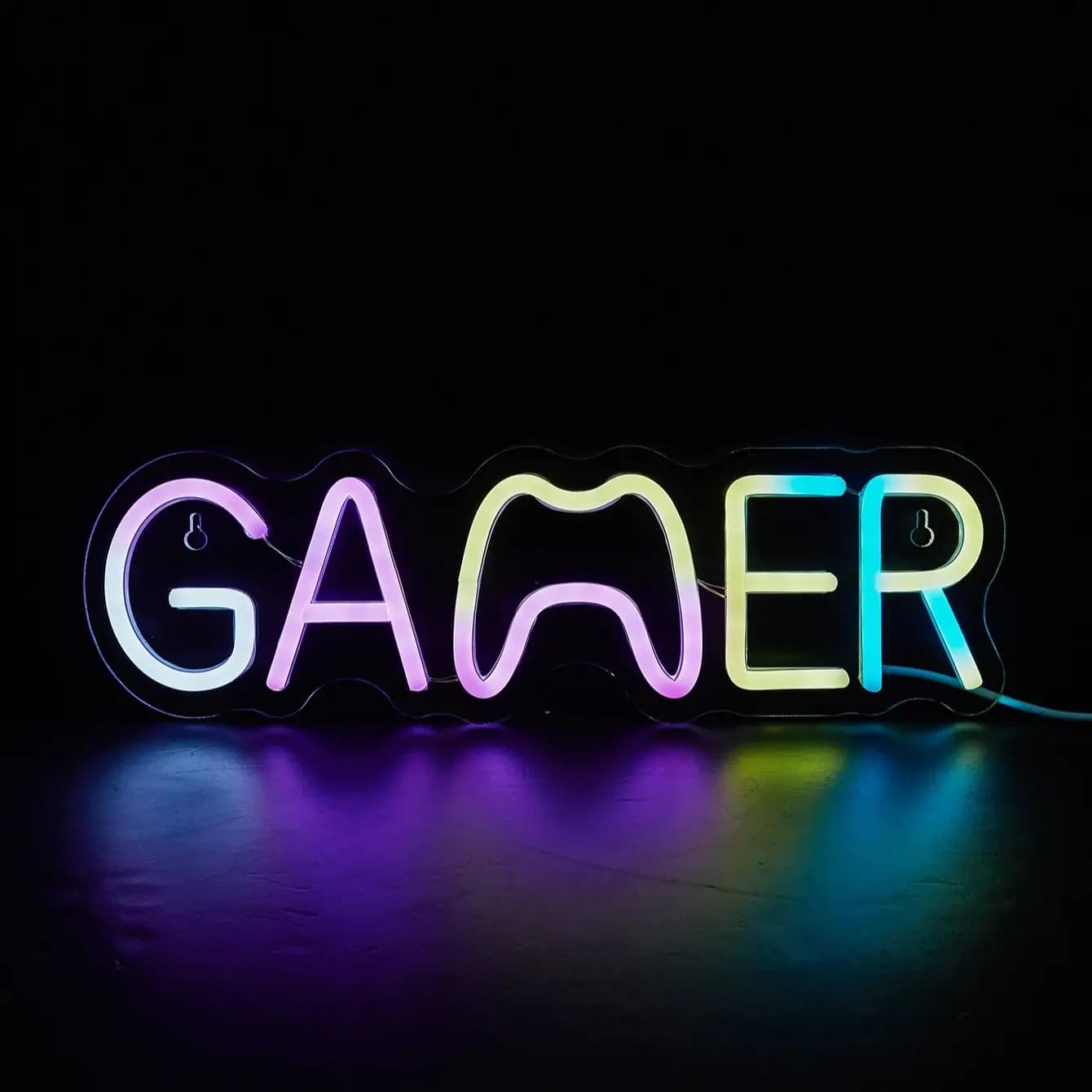 Chi-buy LED Neon Colorato GAMER con Controllo Dimmer, Insegna Luminosa USB, Luce Notturna Adatta per Camera da Letto, Matrimoni, Regalo