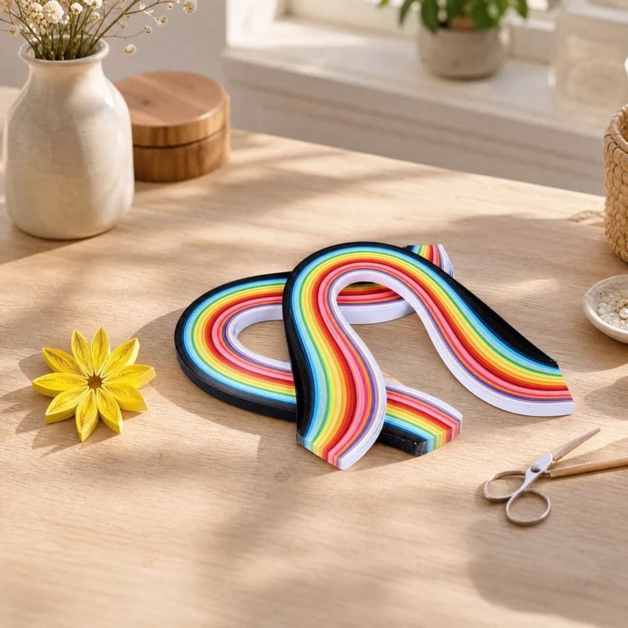 36 Colors 260 Sheets Quilling Paper, 15.35in Length Paper Strips for Origami Flower Scrapbooking DIY, Width 3/5/7/10mm