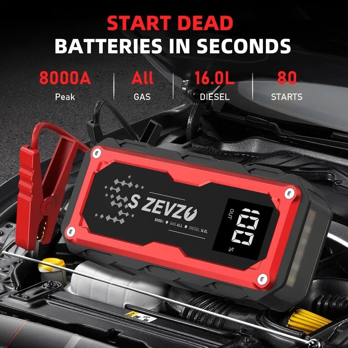 Avviatore di emergenza per auto 8000A 24000mAh Power Bank Pompa 150PSI Compressore d'aria Batteria di emergenza Booster Accumulatori e caricabatterie di riserva Avvio con luce a LED