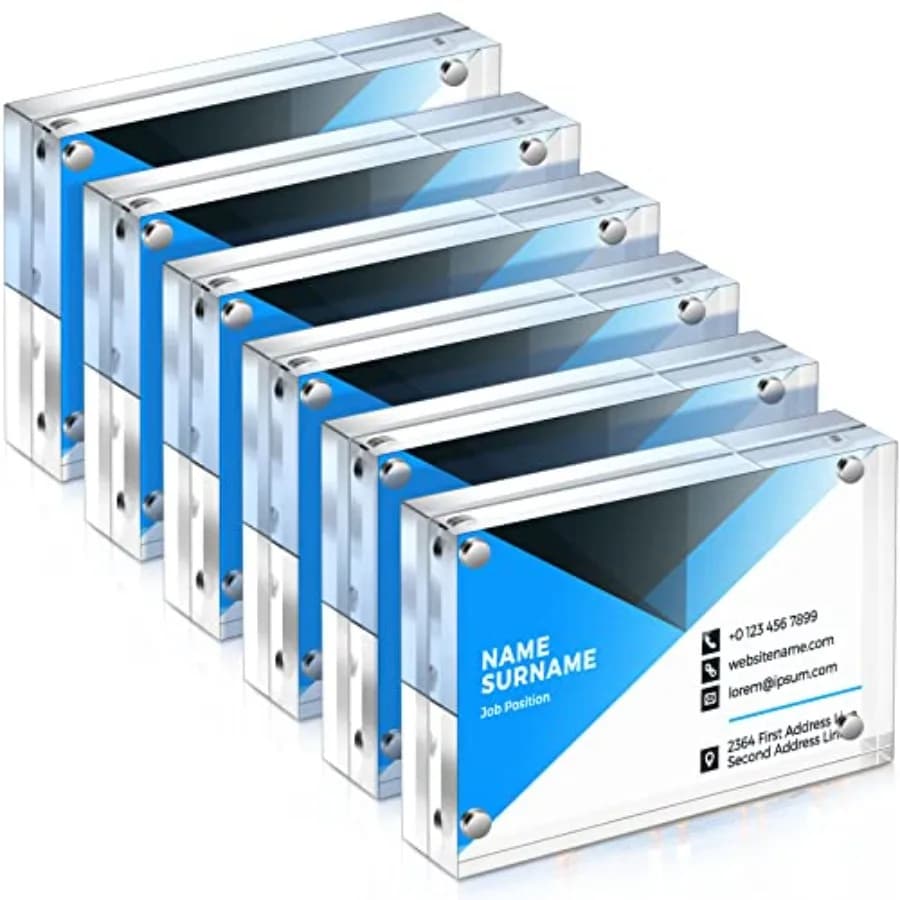 Acrylic Business Card Frame 2.5 x.5 inch Clear Double Sided Magnetic Photo Block Frames 20mm Thickness Frameless Wallet Size Pi