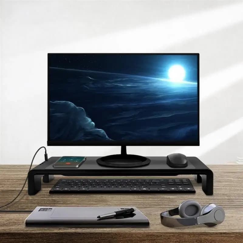 Supporto da scrivania multifunzione per monitor con porta USB 2.0 e ricarica per laptop