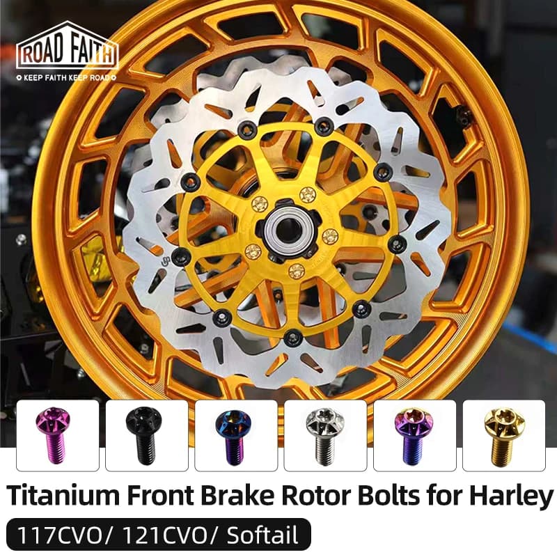 Road Faith Titanium Alloy Motorcycle Front Brake Disc Rotor Bolts for Harley '18-UP Softail '14-'23 117CVO '23.5-UP 121CVO 121ST