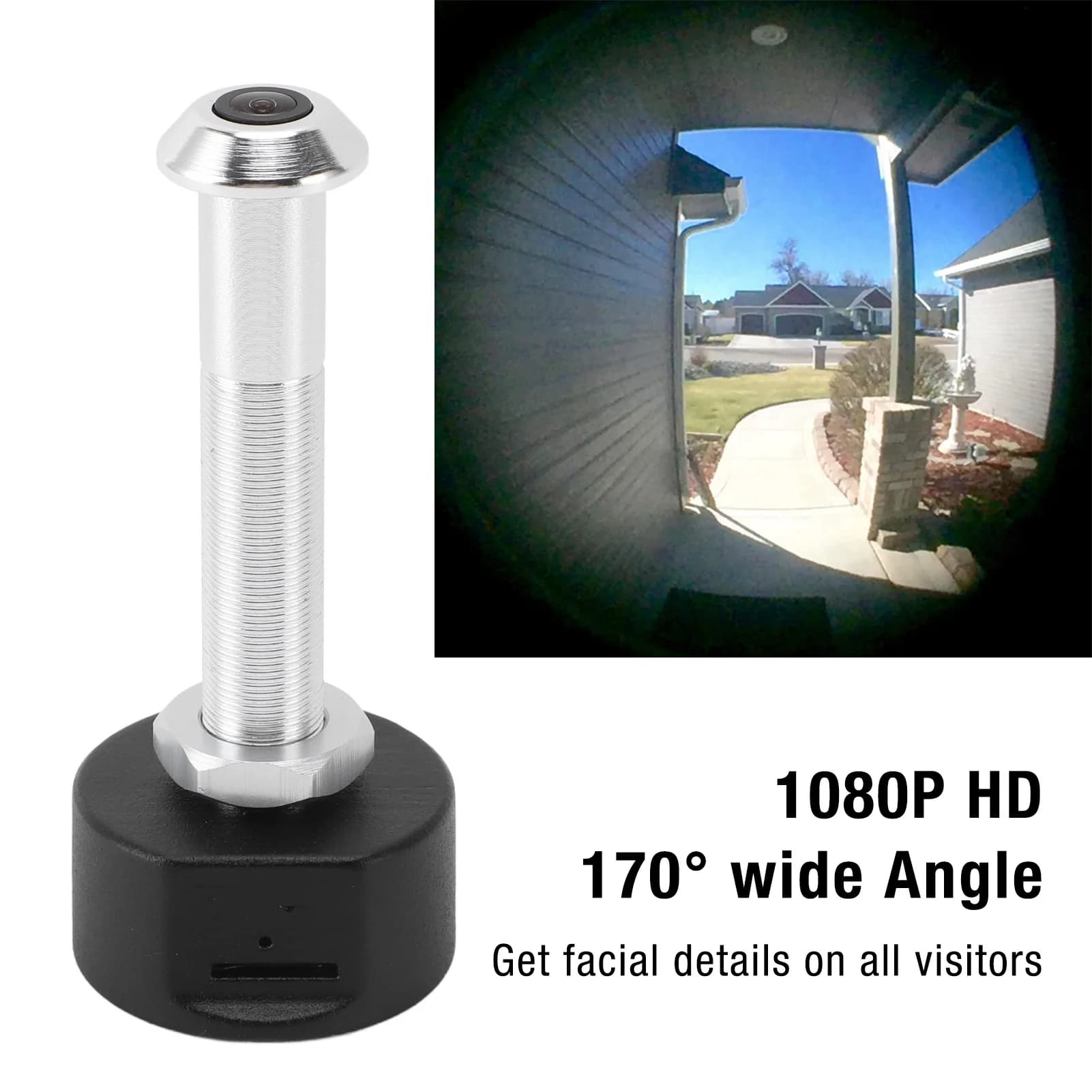 Digital Door Viewer 1080P HD Aluminium Alloy Shell Night Vision Smart Peephole Camera Sturdy Lens with APP for Home Security