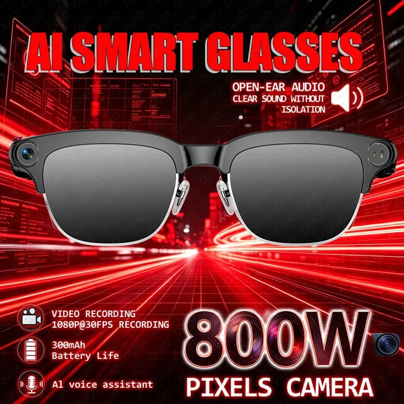 New AI Smart Glasses 800W HD Camera Video Recording Real-time Translation AI Voice Assistant Recording Dual Speakers Sunglasses