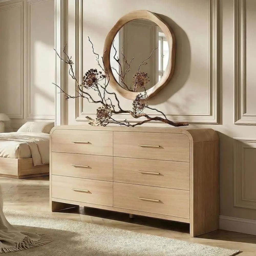 Curved 6-Der Drer or Bedroom, 54" Wide ern Chest o Ders, Vanity Desk TV Stand or Living Room, Closet Storage Ders Organizer urni