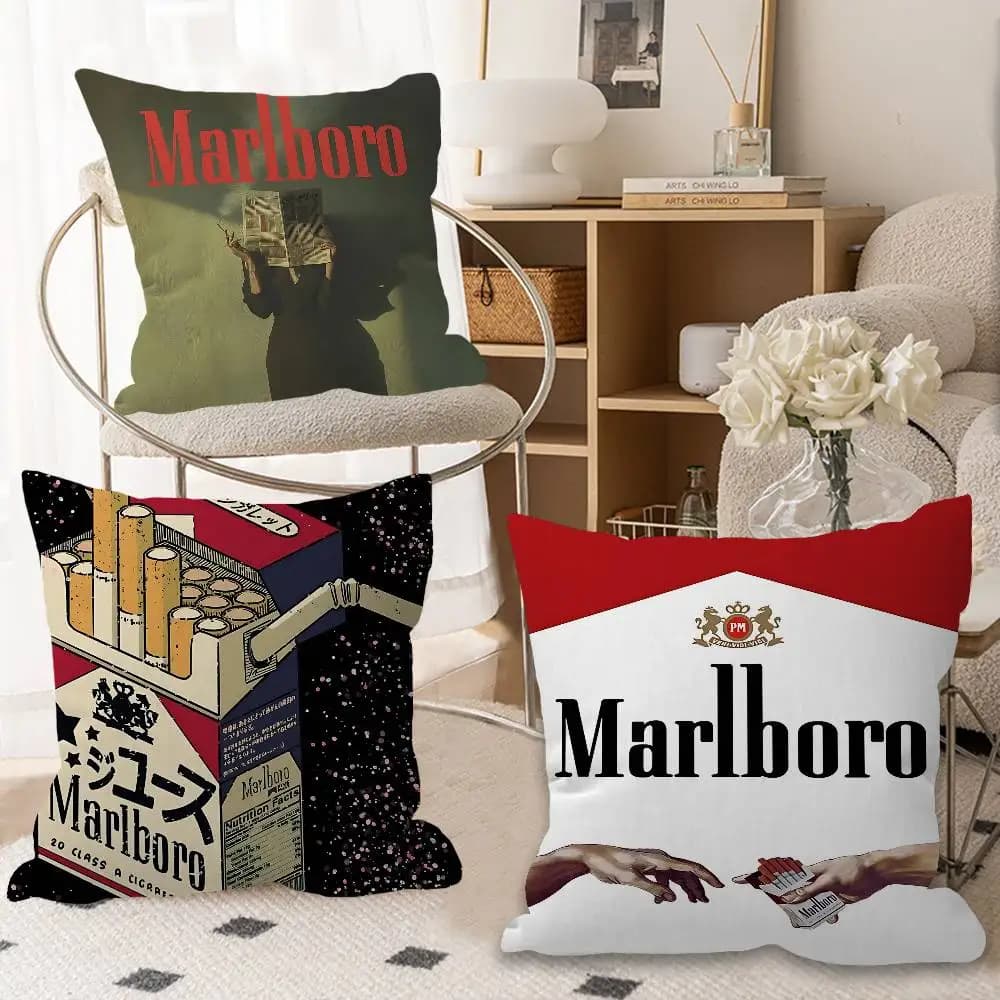 Retro M-MarlboroS-S Pillow Covers Cartoon Sofa Decorative Home Double-sided Printing Short Plush Cute Cushion Cover