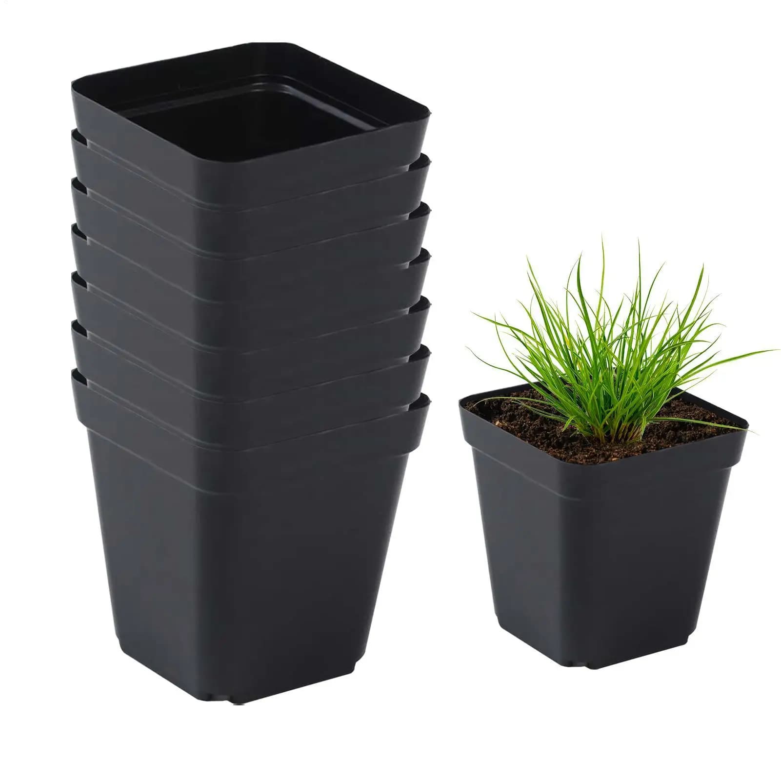 Vasi per piantine neri quadrati, 50 pezzi, vasi per semina, vasi per piantine, vasi da vivaio, kit da giardinaggio per piantine di frutta