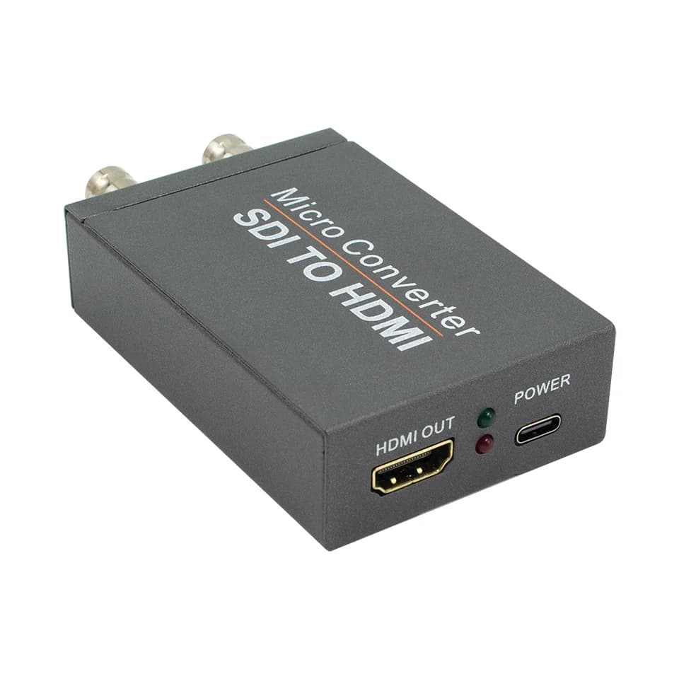 Adattatore da SDI a HDMI, convertitore da BNC a HDMI applicabile a segnali 3G-SDI, HD-SDI, SD-SDI, ampiamente utilizzato nella televisione broadcast.