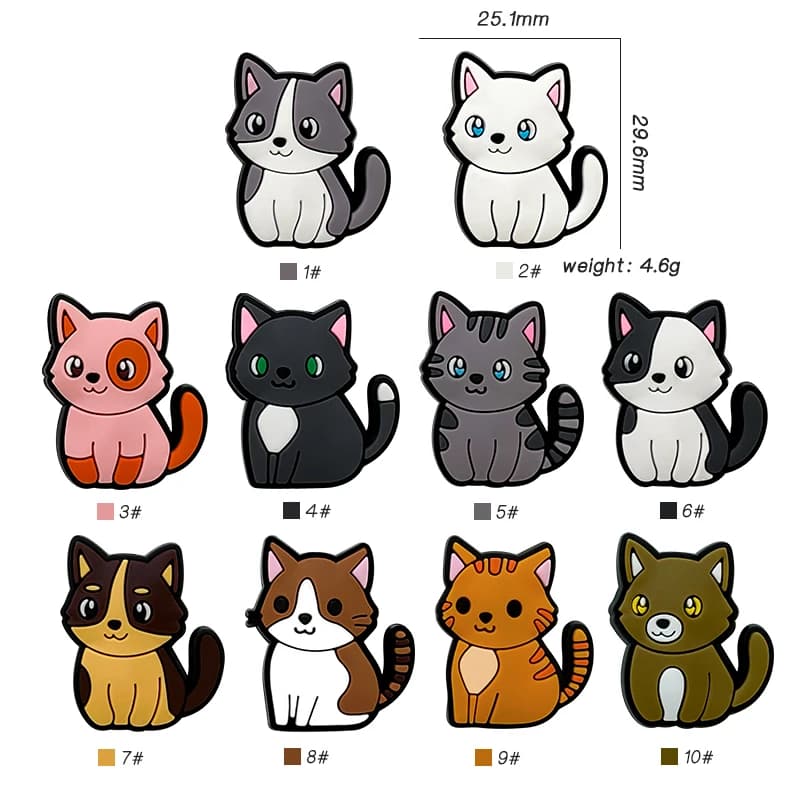 10 pz Del Bambino Del Silicone Nuovo Animale Del Fumetto Gattino Perline di Silicone Del Bambino Igiene Orale di Grado Alimentare Del Pendente Accessori FAI DA TE Giocattolo Del Bambino Regali