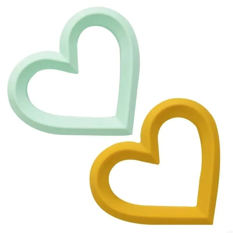 Giocattolo da masticare molare a forma cuore per dentizione per dentizione in silicone da 2 pezzi