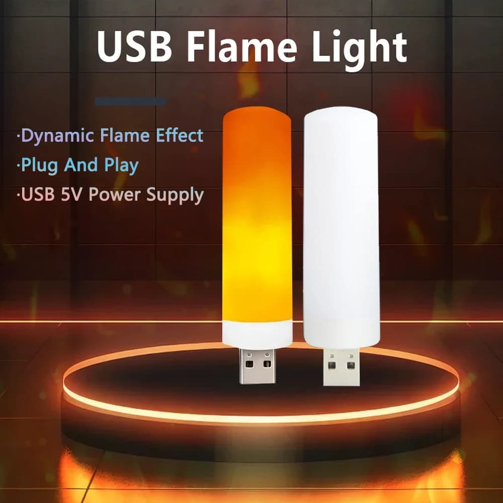 1/2pcs USB LED Lampadine effetto fiamma 5V USB Lampada a fiamma Lampadina a candela Lampadina notturna senza fiamma per la decorazione domestica della festa