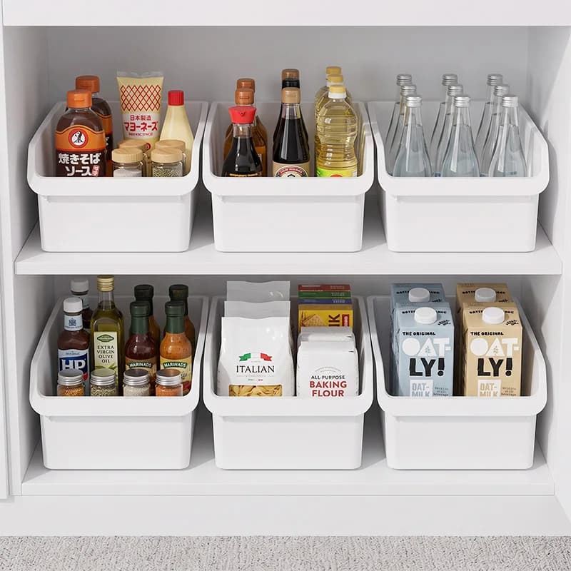 6pcs Thickened Storage Box with Anti-Slip Base Open Organizer Bin for Cabinet Desk Bathroom