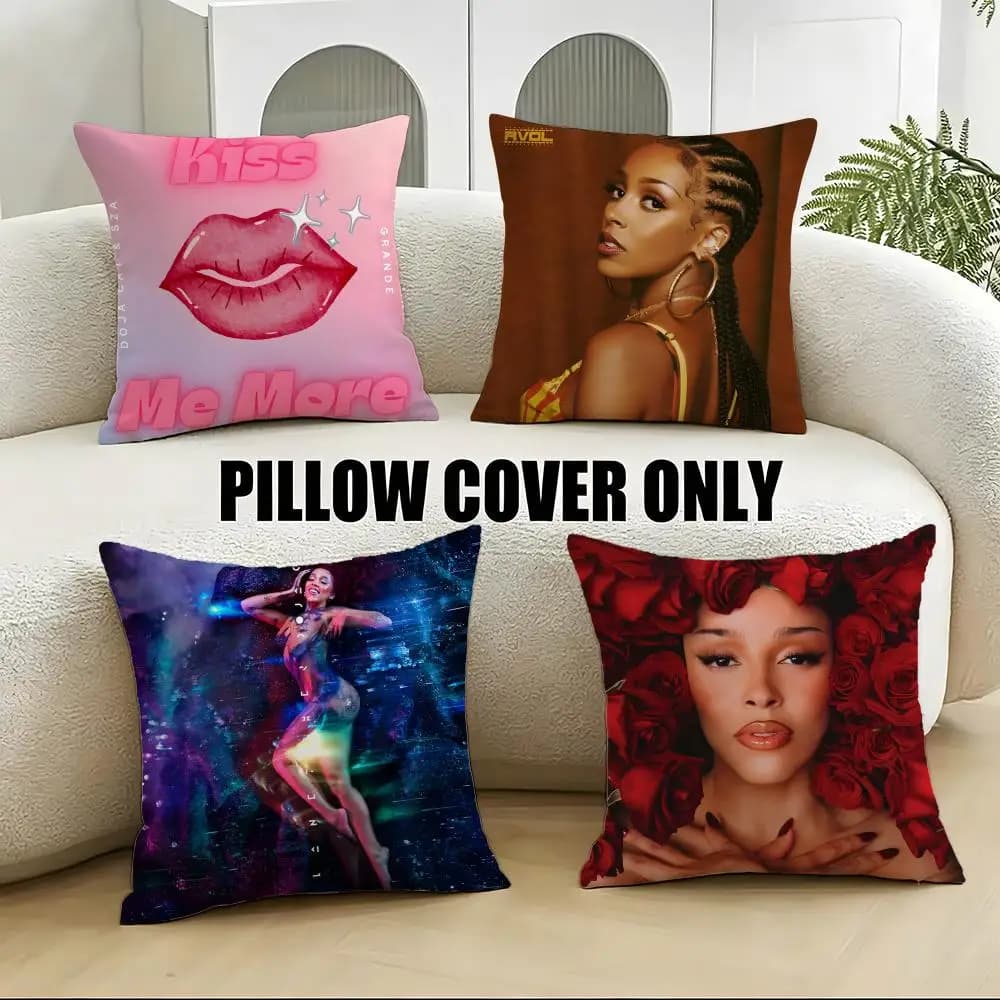 Bold D-Doja CatS Cushion Cover 4Pcs Soft Plush Throw Pillow Covers 40x40 45x45 for Sofa Bedroom