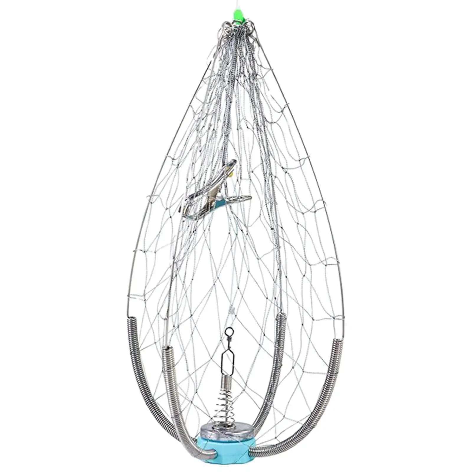 Professional Fishing Net Foldable Steel Wire Mesh Crab Cage Automatic Crab Trap Fishing Tool for Rivers Lakes Ocean