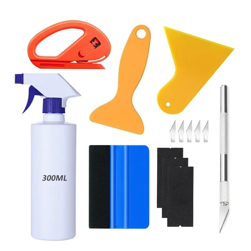 Kit di strumenti per avvolgere la pellicola per auto, raschietto in vinile, bottiglia spray per la tinta della finestra del veicolo, accessori per auto, strumenti per avvolgere, set di tergipavimento