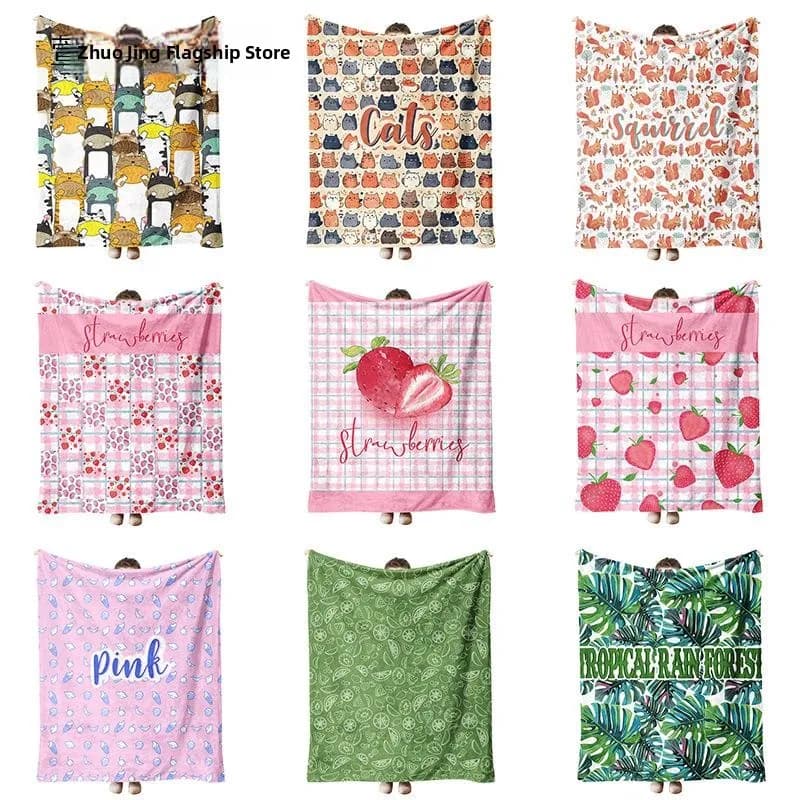 Double-sided coral fleece blanket, single, thick, for nap in dormitory, warm, simple style, also usable in the kitchen