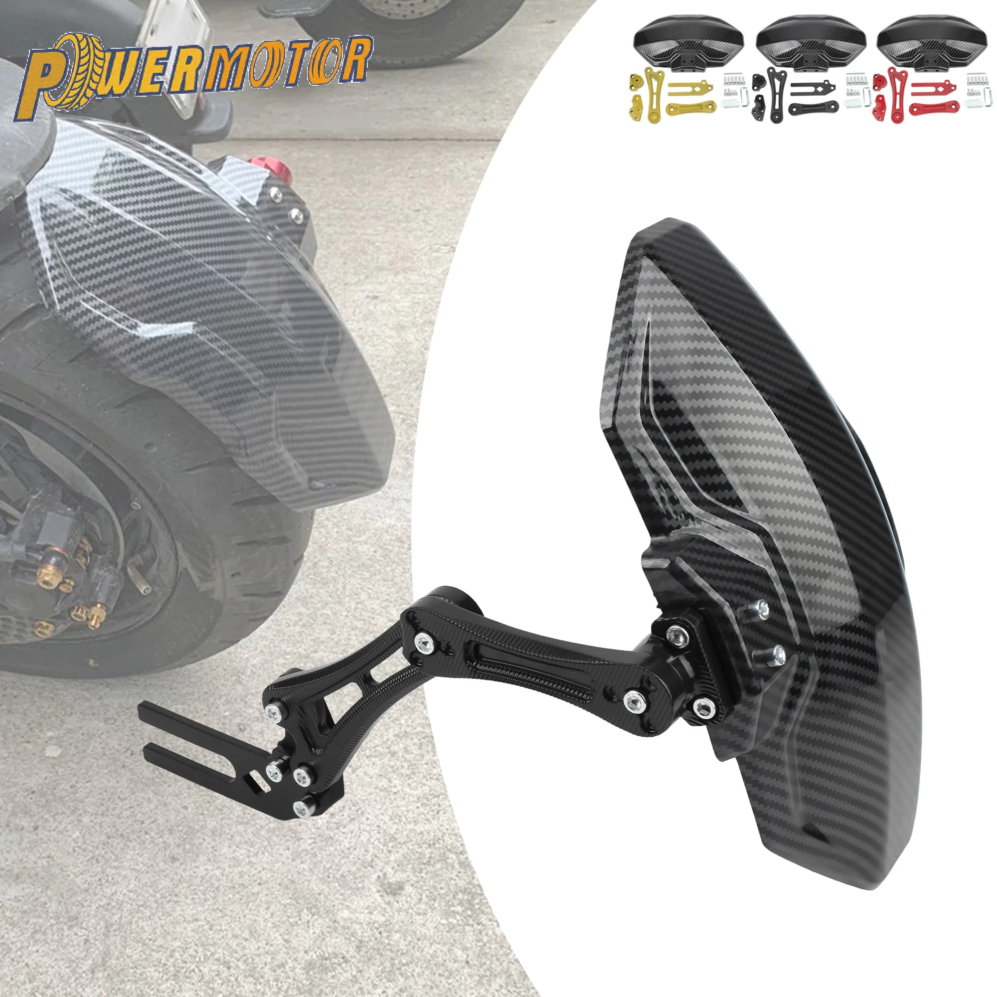 Motorcycle Adjustable Imitation carbon fiber Rear Wheel Fender Mudguard For Cafe Racer E-bike Scooter Moped Universal Parts