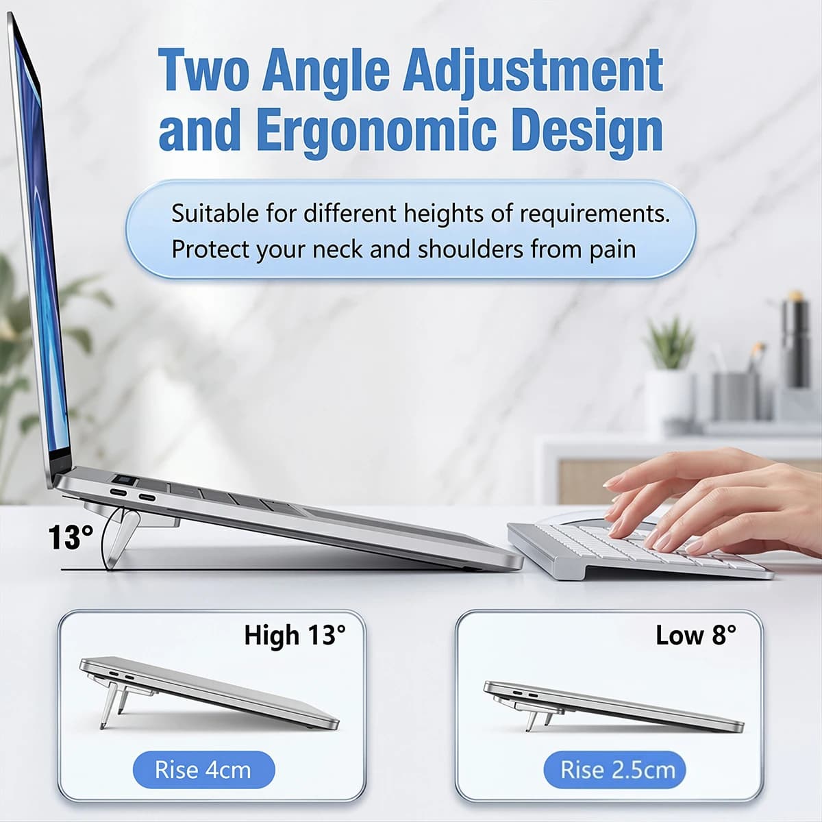 Laptop Stand Keyboard Foot Pads Mini Portable Invisible Design 3 Height Adjustable Foldable Portable Laptop Stands for Notebook