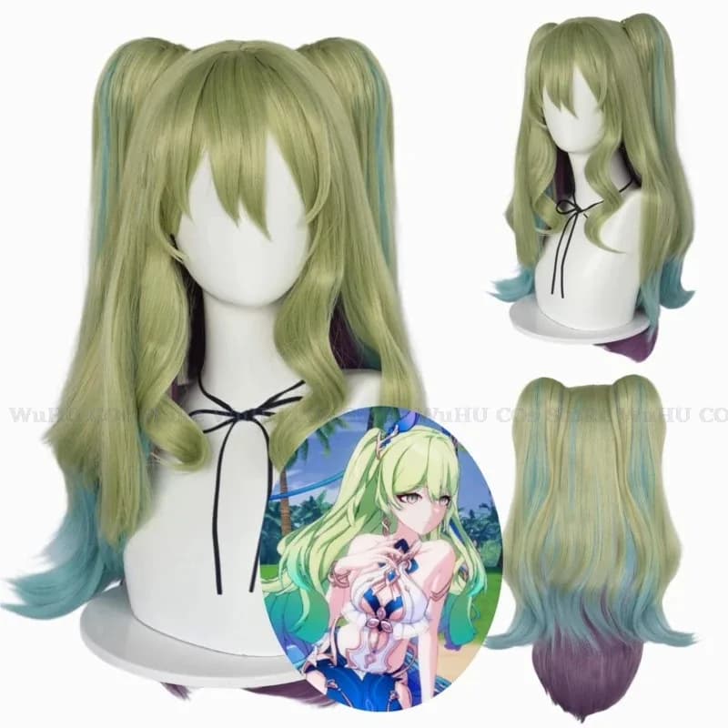 Game Honkai Impact 3rd Cosplay Fashion Wigs Unisex Mobius Swimsuit Wig Earrings Halloween Party Role Play Accessories