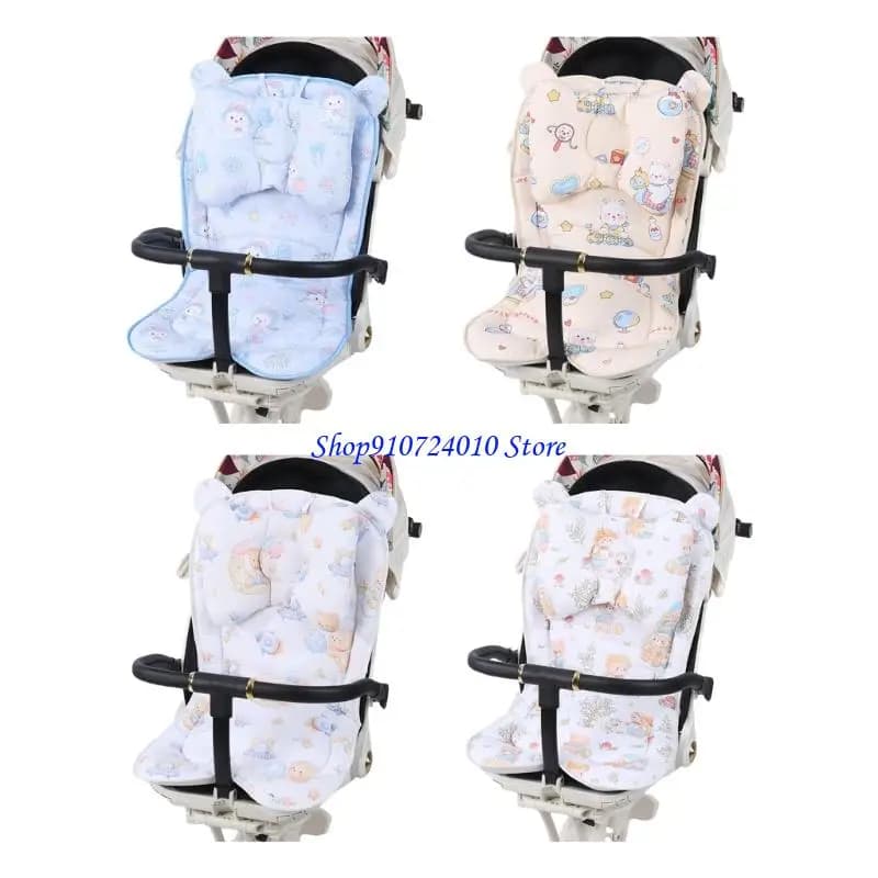 Cuscino per sedile per passeggino stampato 77HD Confortevole rivestimento per carrello in tessuto cotone con design a due per